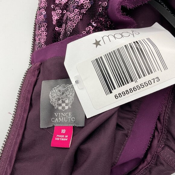 Vince Camuto Cap Sleeve Burgundy Purple Chevron Sequined Shift Dress Sz 10 NWT - Picture 10 of 11